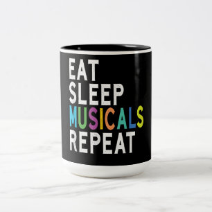 Essen Schlaf Musicals Wiederholen Zweifarbige Tasse