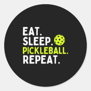 Essen Schlaf Pickleball wiederholen lustiger Pickl Runder Aufkleber