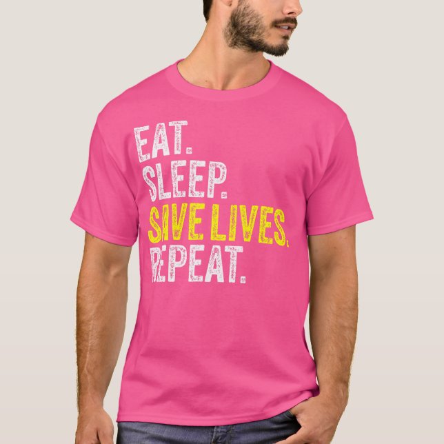 Essen Schlaf Rette Krankenschwester Krankenpflege  T-Shirt (Vorderseite)