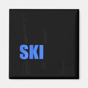 Essen Schlaf Skifahren wiederholen Winter Berge Sk Magnet