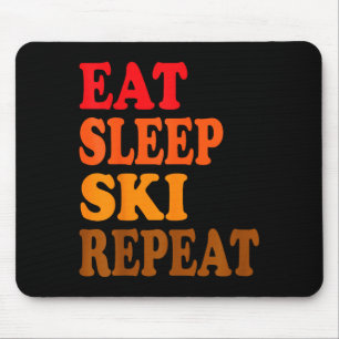 Essen Schlaf Skifahren wiederholen Winter Berge Sk Mousepad