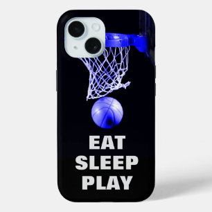 Essen Schlaf spielen Basketball Blau Schwarz Case-Mate iPhone Hülle