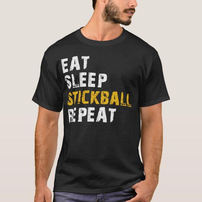 Essen Schlaf Stickball T-Shirt (Vorderseite)