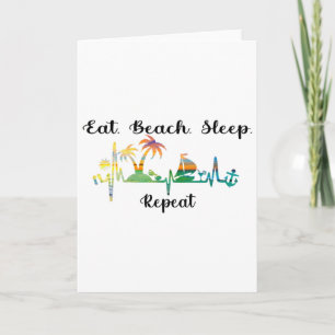Essen Schlaf Strand Wiederholen Sommer Tropischer Karte
