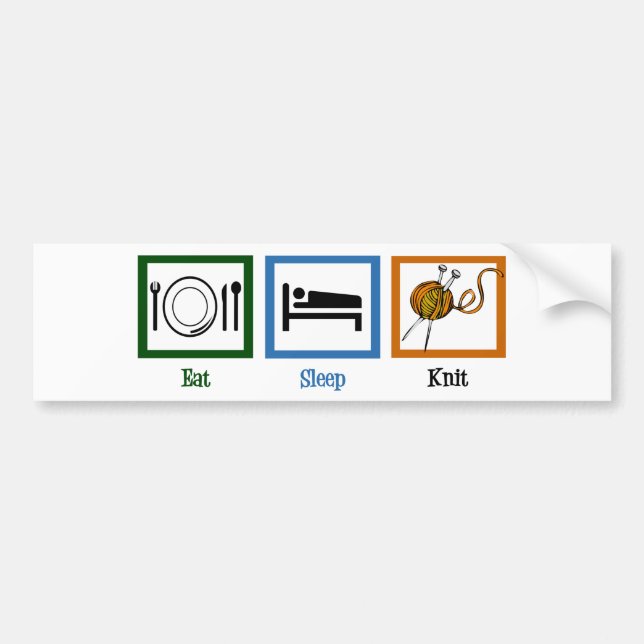 Essen Schlaf Strick Autoaufkleber (Vorne)