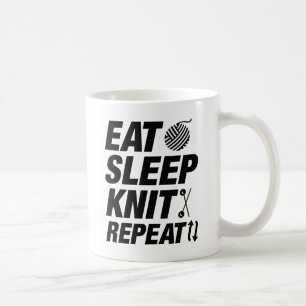 Essen Schlaf Stricken Wiederholen Kaffeetasse