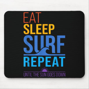 Essen Schlaf Surfen wiederholen Retro Sonnenunterg Mousepad