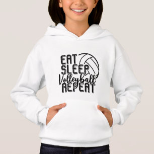 Essen Schlaf Volleyball wiederholen Wort Kunst Hoodie