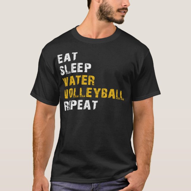 Essen Schlaf Wasser Volleyball T-Shirt (Vorderseite)