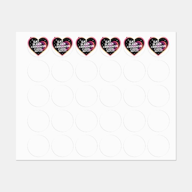 Essen Schlaf Zimt Kuchen wiederholen Etiketten (Blatt)