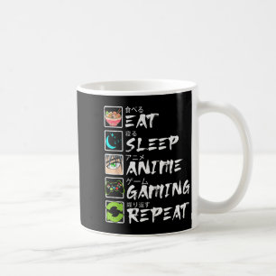 Essen Schlafen Anime Gaming Wiederholen Gamer Männ Kaffeetasse