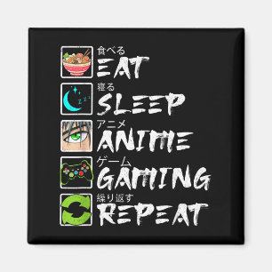 Essen Schlafen Anime Gaming Wiederholen Gamer Männ Magnet
