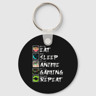 Essen Schlafen Anime Gaming Wiederholen Gamer Männ Schlüsselanhänger