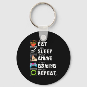 Essen Schlafen Anime Gaming Wiederholen Gamer Männ Schlüsselanhänger