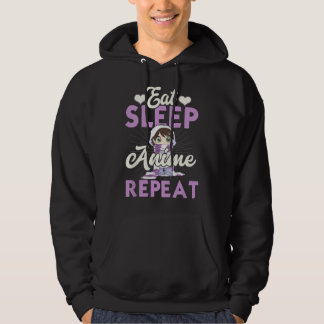 Essen Schlafen Anime Wiederholen Japanischer Manga Hoodie