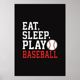 Essen Schlafen Baseball Spielen Lustiger Baseball  Poster