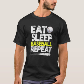 Essen Schlafen Baseball Wiederholen Fänger Pitcher T-Shirt