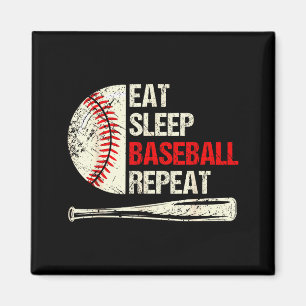 Essen Schlafen Baseball Wiederholen Lustiger Baseb Magnet