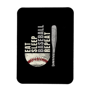 Essen Schlafen Baseball Wiederholen Lustiger Baseb Magnet