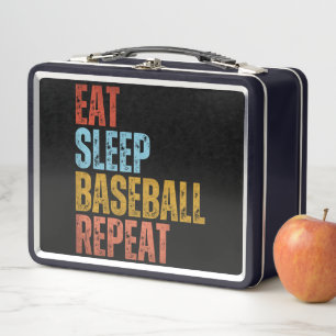 ESSEN SCHLAFEN BASEBALL WIEDERHOLEN METALL BROTDOSE