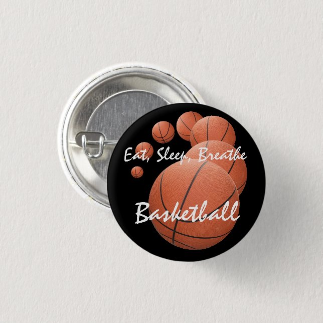 "Essen, schlafen, Basketball atmen" Button (Vorne & Hinten)