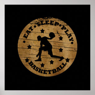 essen schlafen Basketball spielen Poster