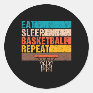 Essen. Schlafen. Basketball. Wieder von vorne. Bas Runder Aufkleber