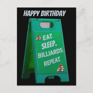 Essen schlafen Billard wiederholen Plastikschild g Postkarte