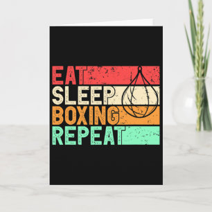 Essen Schlafen Boxen Wiederholen Retro MMA Kämpfer Karte