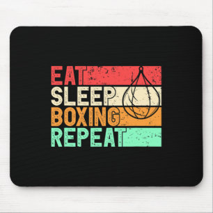 Essen Schlafen Boxen Wiederholen Retro MMA Kämpfer Mousepad