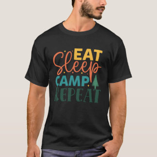 Essen Schlafen Camp Camping vintage T-Shirt