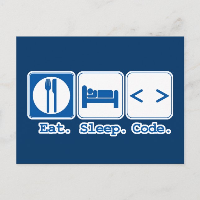essen schlafen code (html) postkarte (Vorderseite)