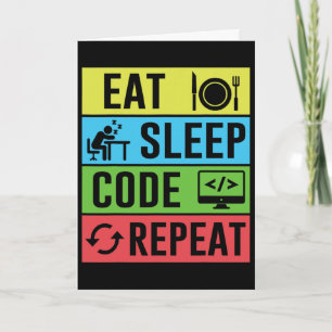 Essen Schlafen Code Wiederholen Lustige Programmie Karte