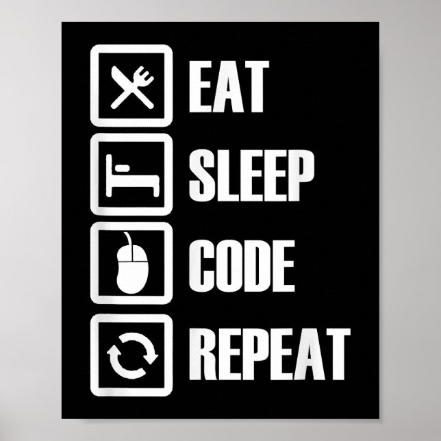 Essen Schlafen Code Wiederholen Programmieren Inge Poster (Vorne)