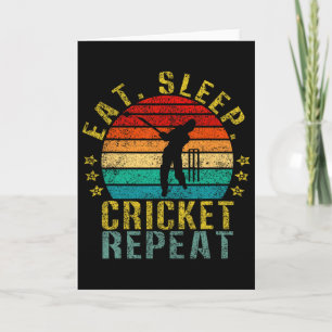Essen Schlafen Cricket Wiederholen Lustig Retro  Karte