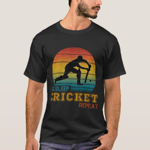 Essen Schlafen Cricket Wiederholen  T-Shirt