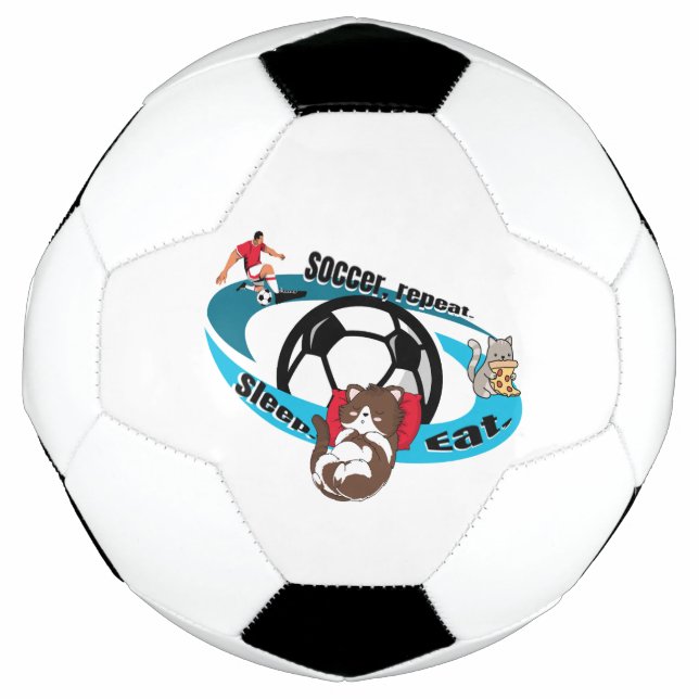 Essen, schlafen, Fußball, wiederholen. Cartoon Fuß Fußball (Vorderseite)