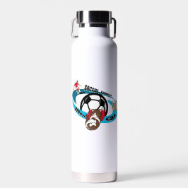 Essen, schlafen, Fußball, wiederholen. Cartoon Fuß Trinkflasche
