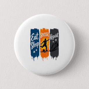 Essen Schlafen Fußball Wiederholen Vintage Fußball Button