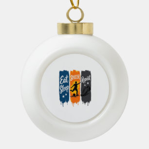 Essen Schlafen Fußball Wiederholen Vintage Fußball Keramik Kugel-Ornament