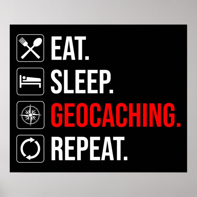 Essen. Schlafen. Geocaching. Wieder von vorne Poster (Vorne)