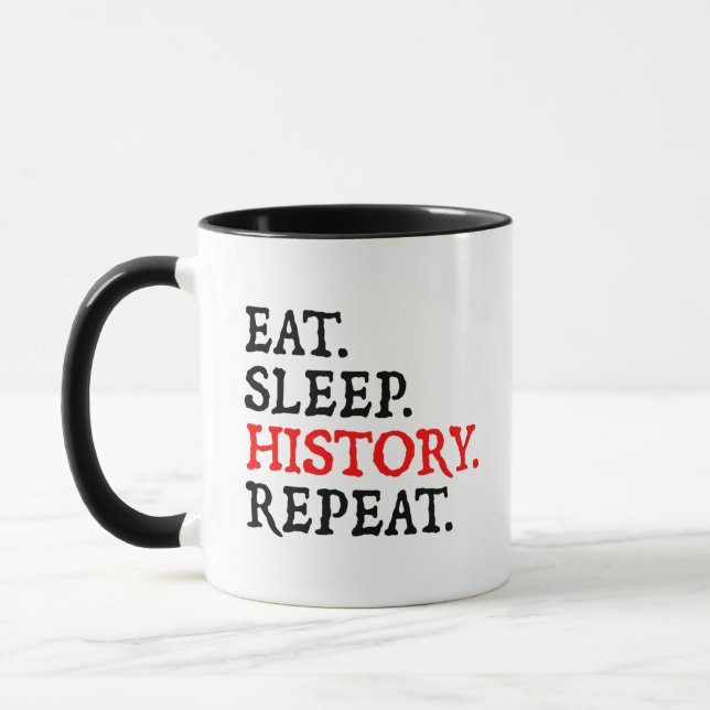 Essen.Schlafen. Geschichte.Wieder von vorne. Tasse (Links)