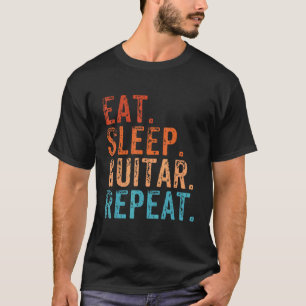 Essen Schlafen Gitarre Wiederholen Lustiger Gitarr T-Shirt
