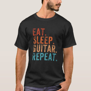 Essen Schlafen Gitarre Wiederholen Lustiger Gitarr T-Shirt