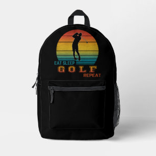 Essen Schlafen Golf Wiederholen Bedruckter Rucksack