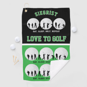 Essen, schlafen, Golf wiederholen Golfhandtuch