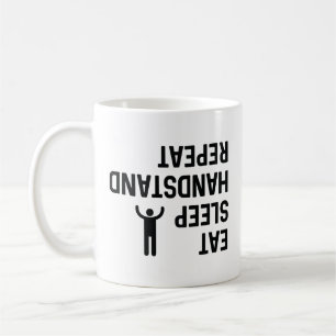 Essen Schlafen Handstand Wiederholen Kaffeetasse