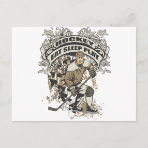Essen, schlafen, Hockey spielen Postkarte