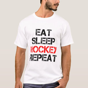 Essen Schlafen Hockey Wiederholen Eis Feld Eislauf T-Shirt