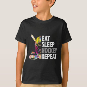 Essen Schlafen Hockey Wiederholen Eishockey Liebha T-Shirt